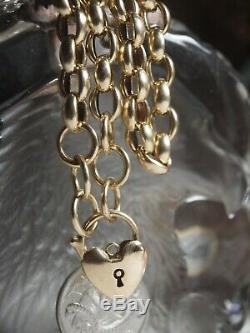 Genuine / 9ct Yellow Gold Belchor Link Bracelet With Heart Locket Heavy