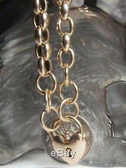 Genuine / 9ct Yellow Gold Belchor Link Bracelet With Heart Locket Heavy