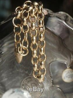 Genuine / 9ct Yellow Gold Belchor Link Bracelet With Heart Locket Heavy