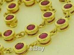 Genuine 9ct Yellow Gold NATURAL Ruby Bezel set Line / Tennis Bracelet 18.5cm