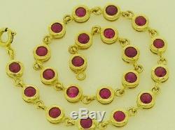 Genuine 9ct Yellow Gold NATURAL Ruby Bezel set Line / Tennis Bracelet 18.5cm