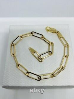 Genuine 9ct Yellow Gold Woman 4.5mm PaperClip Bracelet Bangle 7.5 inch New
