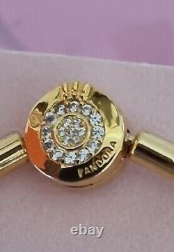 Genuine Pandora Gold signature Bracelet & 5 Gold Pandora Charms 19 cm ALE MET