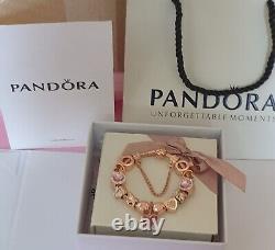 Genuine Rose Gold Pandora Bracelet +Rose Gold Charms 19 cm +Box
