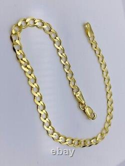 Genuine Solid 9ct Yellow Gold 4mm Curb link Bracelet New 7.5