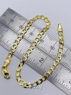 Genuine Solid 9ct Yellow Gold 4mm Curb link Bracelet New 7.5