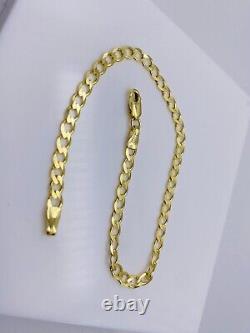 Genuine Solid 9ct Yellow Gold 4mm Curb link Bracelet New 7.5