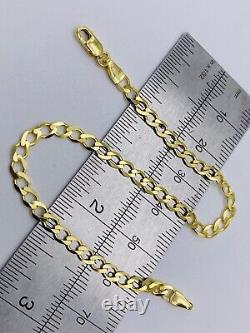 Genuine Solid 9ct Yellow Gold 4mm Curb link Bracelet New 7.5