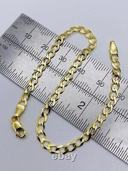 Genuine Solid 9ct Yellow Gold 4mm Curb link Bracelet New 7.5