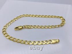 Genuine Solid 9ct Yellow Gold 4mm Curb link Bracelet New 7.5