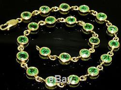 Genuine Solid 9ct Yellow Gold NATURAL Emerald Line / Tennis Bracelet 18cm