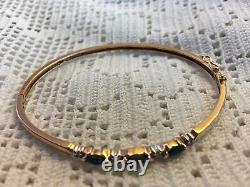 Gold Bangle 9ct Yellow Gold Diamond Sapphire Bangle Bracelet Hallmarked 10g