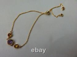 Gold Bracelet 9 Carat Amethyst and Yellow Citrine Expandable