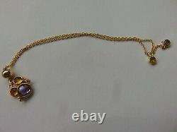 Gold Bracelet 9 Carat Amethyst and Yellow Citrine Expandable