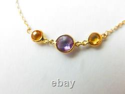 Gold Bracelet 9 Carat Amethyst and Yellow Citrine Expandable