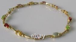 Gold Bracelet 9ct Gold Peridot Topaz Amethyst Citrine Garnet Link Bracelet