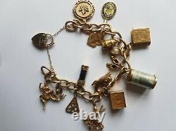 Gold Charm Bracelet 9ct Gold 48g