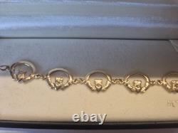 Gold Claddagh Bracelet. 9CT Yellow Gold. BNIB