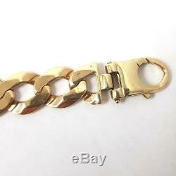 Gold Curb Bracelet Mens 9ct Yellow Gold 49.4g 15.7mm Wide 9 Inches