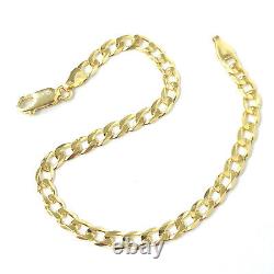 Gold Curb Bracelet Solid 9ct UK Hallmarked 7.5 Inch Yellow 4mm Wide 4.2g