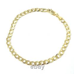 Gold Curb Bracelet Solid 9ct UK Hallmarked 7.5 Inch Yellow 4mm Wide 4.2g