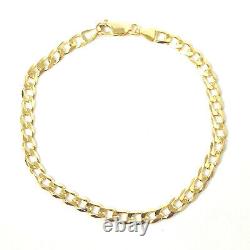 Gold Curb Bracelet Solid 9ct UK Hallmarked 7.5 Inch Yellow 4mm Wide 4.2g