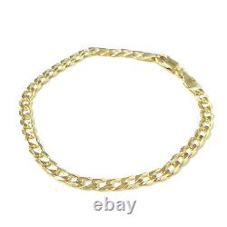 Gold Curb Bracelet Solid 9ct UK Hallmarked 7.5 Inch Yellow 4mm Wide 4.2g