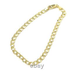 Gold Curb Bracelet Solid 9ct UK Hallmarked 7.5 Inch Yellow 4mm Wide 4.2g