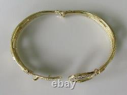 Gold Diamond Bracelet 9ct Yellow Gold Diamond Buckle Hinged Bangle Bracelet