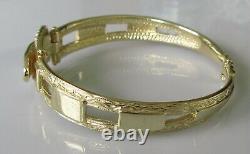 Gold Diamond Bracelet 9ct Yellow Gold Diamond Buckle Hinged Bangle Bracelet