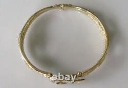 Gold Diamond Bracelet 9ct Yellow Gold Diamond Buckle Hinged Bangle Bracelet