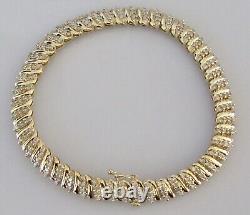 Gold Diamond Bracelet 9ct Yellow Gold Multi Diamond Link Bracelet (12.6g)