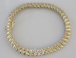 Gold Diamond Bracelet 9ct Yellow Gold Multi Diamond Link Bracelet (12.6g)