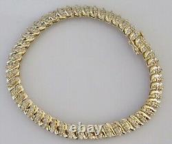 Gold Diamond Bracelet 9ct Yellow Gold Multi Diamond Link Bracelet (12.6g)