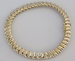 Gold Diamond Bracelet 9ct Yellow Gold Multi Diamond Link Bracelet (12.6g)