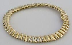 Gold Diamond Bracelet 9ct Yellow Gold Multi Diamond Link Bracelet (12.6g)