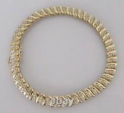 Gold Diamond Bracelet 9ct Yellow Gold Multi Diamond Link Bracelet (12.6g)