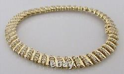 Gold Diamond Bracelet 9ct Yellow Gold Multi Diamond Link Bracelet (12.6g)