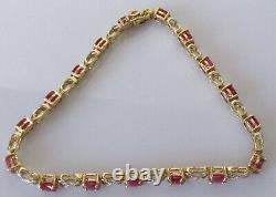 Gold Diamond Bracelet 9ct Yellow Gold Multi Diamond Ruby Link Bracelet