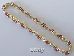 Gold Diamond Bracelet 9ct Yellow Gold Multi Diamond Ruby Link Bracelet