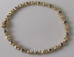Gold Diamond Bracelet Vintage 9ct Gold Multi Diamond Sapphire Link Bracelet