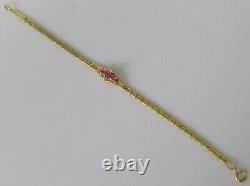 Gold Diamond Bracelet Vintage 9ct Yellow Gold Ruby Diamond Chain Bracelet