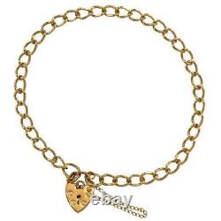 Gold Heart Padlock Charm Bracelet