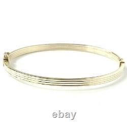 Gold Ladies Bangle Solid 9ct Hinged Safety Catch Yellow 4.2g 6.5 Inch Hallmarked