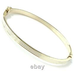 Gold Ladies Bangle Solid 9ct Hinged Safety Catch Yellow 4.2g 6.5 Inch Hallmarked