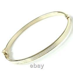 Gold Ladies Bangle Solid 9ct Hinged Safety Catch Yellow 4.2g 6.5 Inch Hallmarked