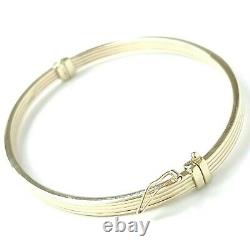 Gold Ladies Bangle Solid 9ct Hinged Safety Catch Yellow 4.2g 6.5 Inch Hallmarked