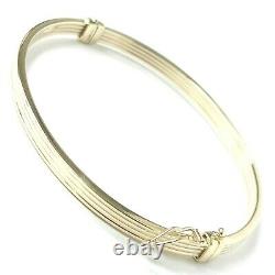 Gold Ladies Bangle Solid 9ct Hinged Safety Catch Yellow 4.2g 6.5 Inch Hallmarked