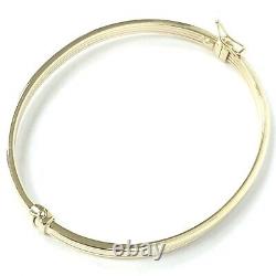 Gold Ladies Bangle Solid 9ct Hinged Safety Catch Yellow 4.2g 6.5 Inch Hallmarked