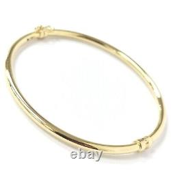 Gold Ladies Rounded 9ct Bangle Plain Hinged Safety Catch Yellow 2.9g 2.8mm